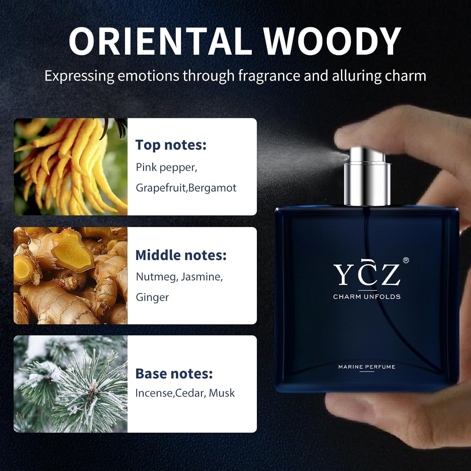 Charm Unfolds Marine Perfume for Men, 1.7 Oz. Long Lasting Eau De Parfum Cologne for Men, Oriental Woody Fragrance - Ideal Special Occasions, Making It the Ideal Gentlemen’S Gift